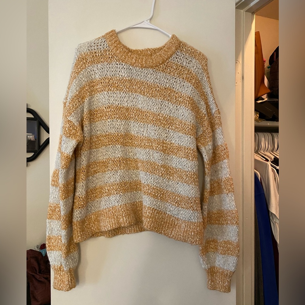 Madewell light tan/yellow and white striped sweater